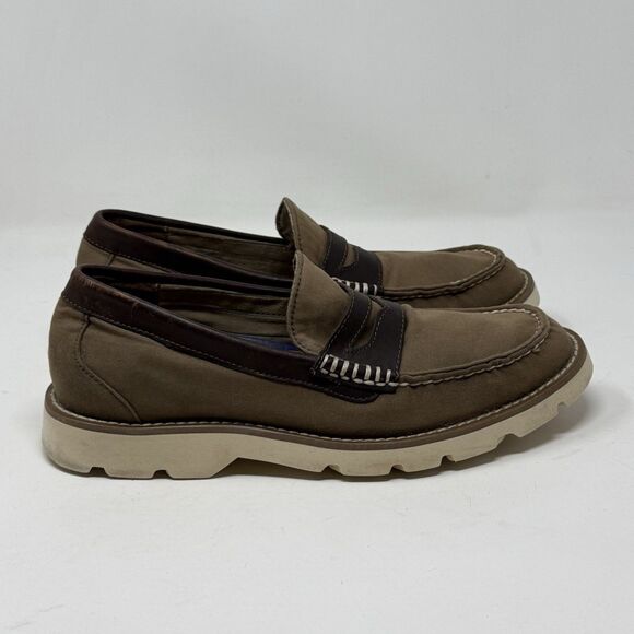 Sperry Top Sider Lug Sole Loafers Mens 9 Brown Canvas Two  display picture 2
